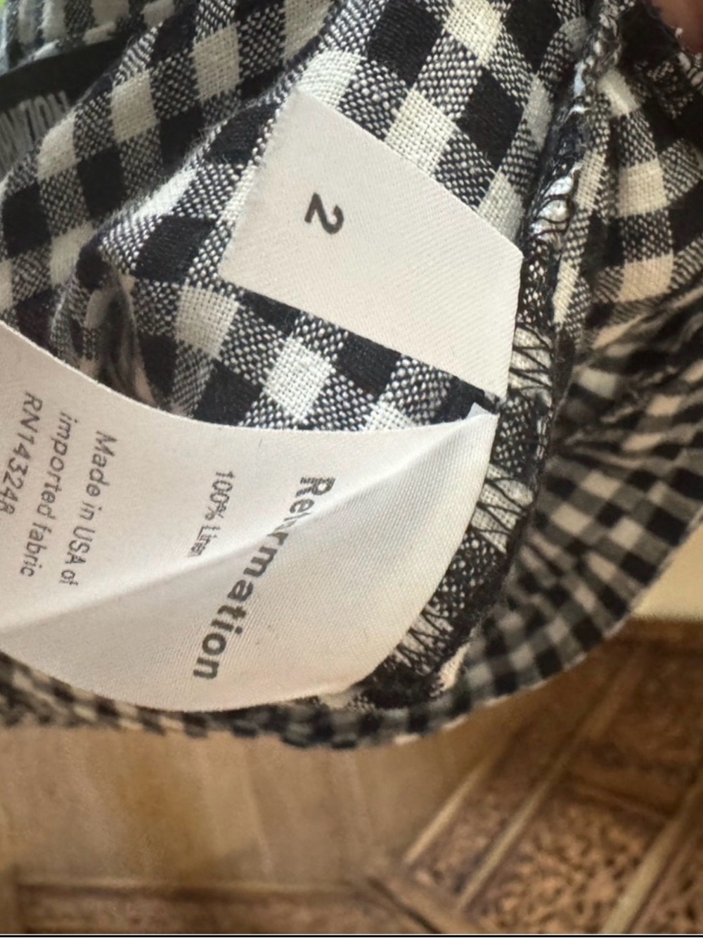 Reformation Black and White Gingham High-Rise Ankle Pants - Picture 2 of 4